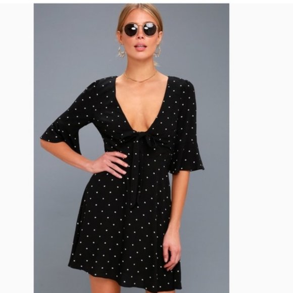 Free People All Yours Black Polka Dot Dress - Picture 2 of 7